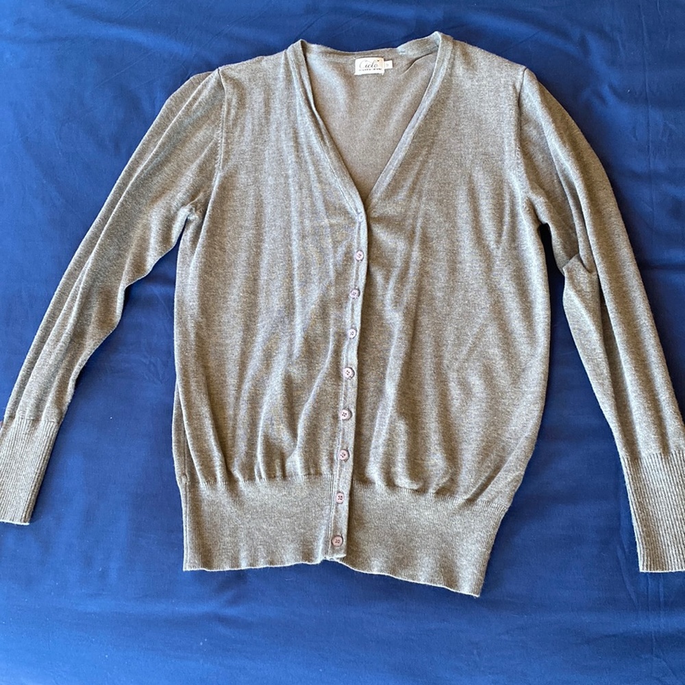 Grey Cardigan with Buttoned Sleeves